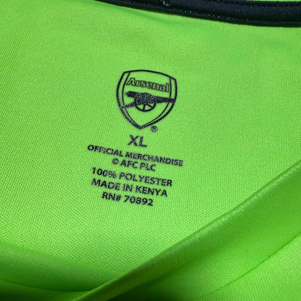 Arsenal FC T-Shirt Mens XL Neon Green Polka Dot Official Soccer Jersey Top - Picture 3 of 6